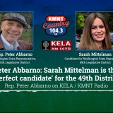 Rep. Peter Abbarno and Sarah Mittelman, candidate for Washington’s 49th Legislative District, Position 1.
